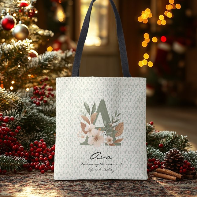 Ava Vitality Bloom - Boho Floral Monogram Tragetaschen Mit Langen Trägern (Von Creator hochgeladen)