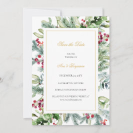 Ava Winter Greenery Berries Christlich Wedding Save The Date