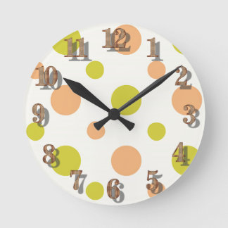 Avacado & Peach Polka Dot Retro Design Runde Wanduhr