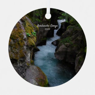 Avalanche Gorge Glacier National Park Foto Metal Ornament Aus Metall