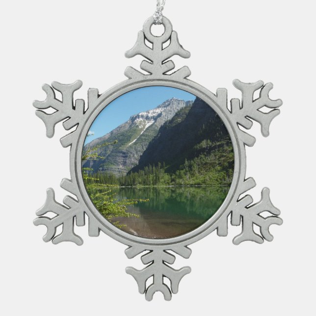 Avalanche See II - Glacier Nationalpark Schneeflocken Zinn-Ornament (Vorderseite)