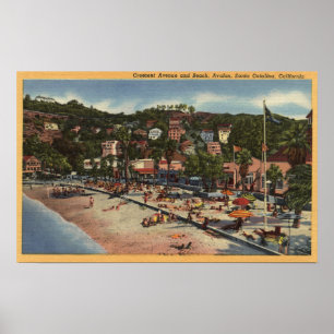 Avalon Ansicht von Halbmond-Allee. U. Strand Poster