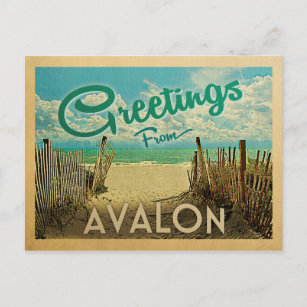Avalon Beach Vintage Travel Postkarte