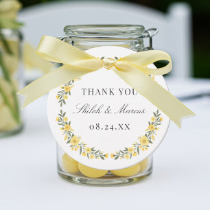Avalon Butter Yellow Floral Wreath Wedding Geschenkanhänger