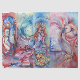 AVALON, LADY OF SEE, MORGANA Pink Blue Fantasy Seidenpapier
