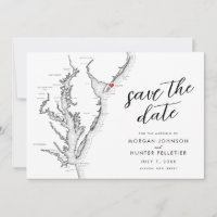 Avalon New Jersey Map Modern Wedding