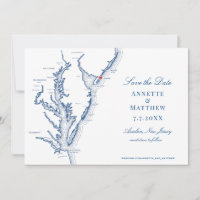 Avalon NJ Map Elegant Navy Blue Wedding