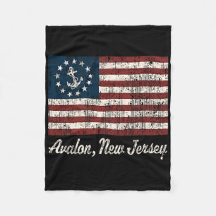 Avalon Nj Vintage Segeln Us Anker Bootsflagge T-Sh Fleecedecke