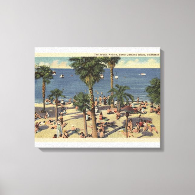 Avalon View Beach mit Sonnenbädern Leinwanddruck (Vorderseite)