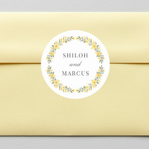 Avalon Yellow Wildblumen Circle Wedding Names Runder Aufkleber