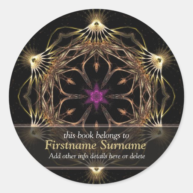 Avanaza Golden Blume Buchzeichen Sticker (Vorderseite)