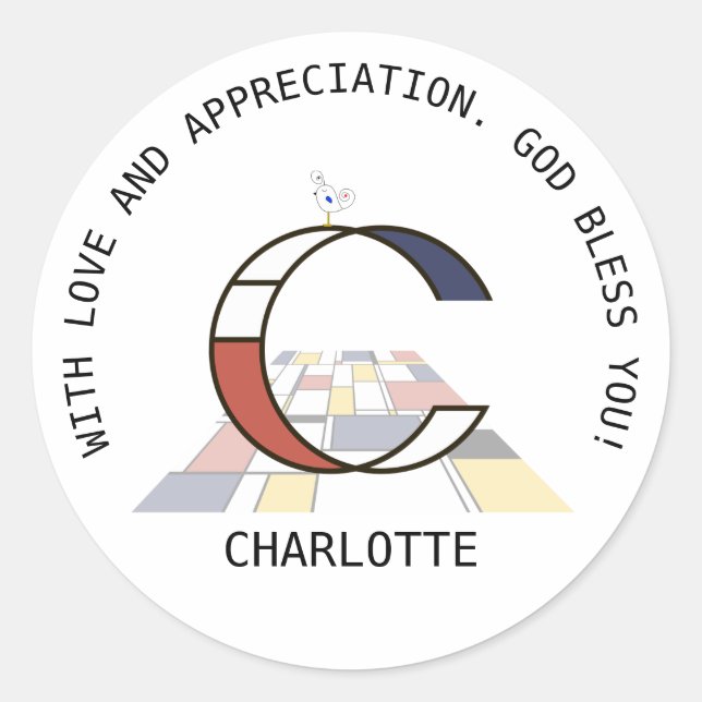 Avant-Garde Art Style Monogram. С Runder Aufkleber (Vorderseite)