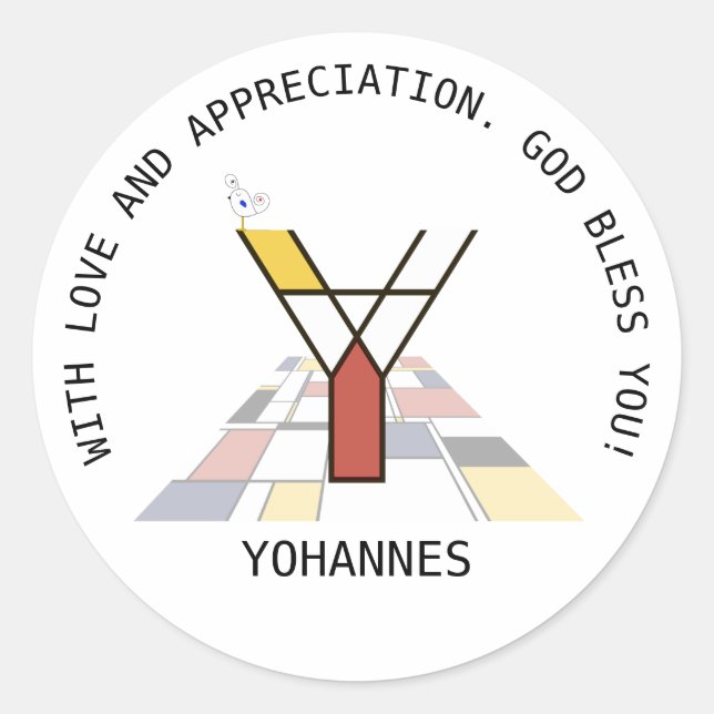 Avant-Garde Art Style Monogram. Buchstabe Y Runder Aufkleber (Vorderseite)