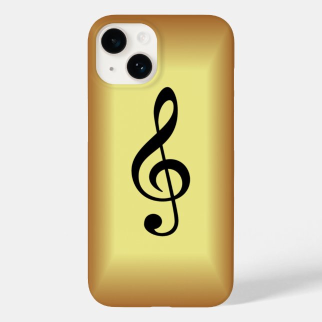 Avant Garde, Black G clef auf Gold Hintergrund Case-Mate iPhone Hülle (Rückseite)