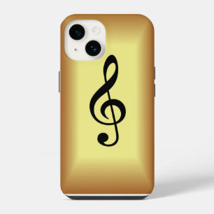 Avant Garde, Black G clef auf Gold Hintergrund iPhone 14 Hülle