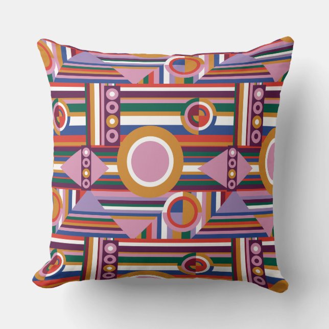 Avant-Garde Bold Retro Geometric Throw Kissen (Vorderseite)