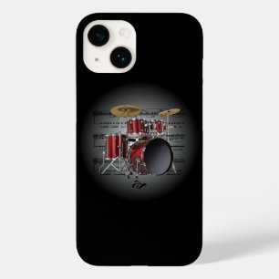 Avant Garde, Drum Set auf Globe mit Notenmusik ~ Case-Mate iPhone 14 Hülle