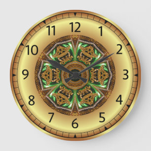 Avant - Garde, Green und Gold, Design KNF 1 ~ Große Wanduhr