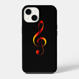 Avant Garde, roter/goldener G-Schlüssel auf schwar iPhone 14 Hülle