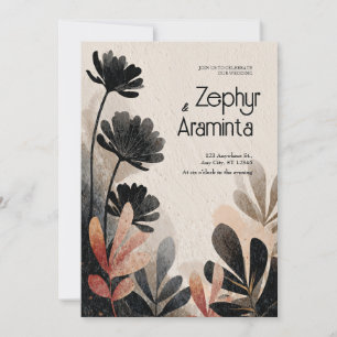 Avant Garde Schwarze Blume Abstrakt Herbst Hochzei Einladung