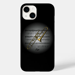 Avant Garde Trombone auf Globe mit Notenmusik Case-Mate iPhone 14 Hülle