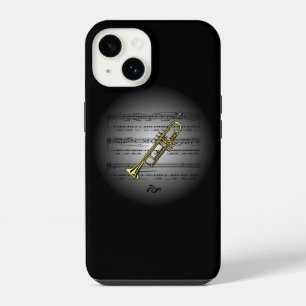 Avant Garde ~ Trompete auf Globus mit Notenblatt iPhone 14 Hülle