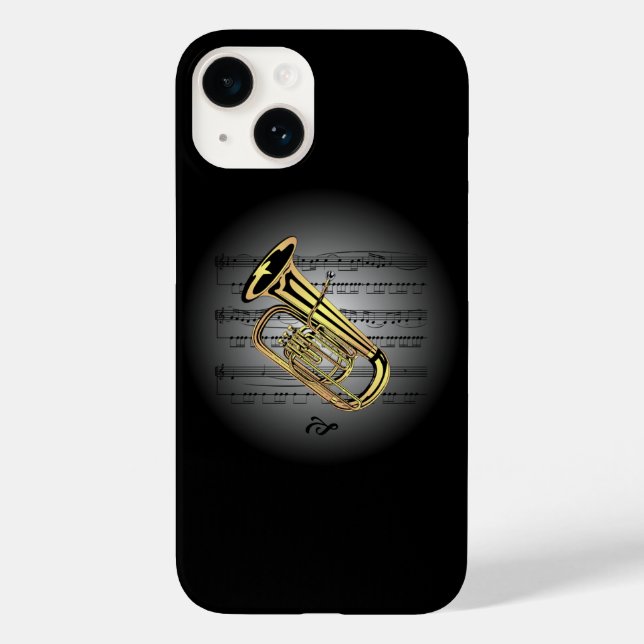 Avant Garde ~ Tuba auf Globe mit Notenmusik ~ Case-Mate iPhone Hülle (Rückseite)