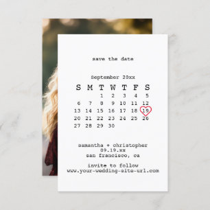 Avant-Garde White Minimalistisch Calender Wedding Save The Date