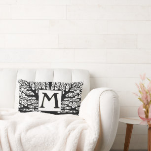 Avant Garden Black and White Monogram Pillow Lendenkissen