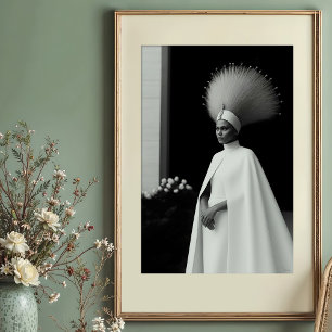 Avantgarde-Kaiserin: Weiße und schwarze Couture Poster