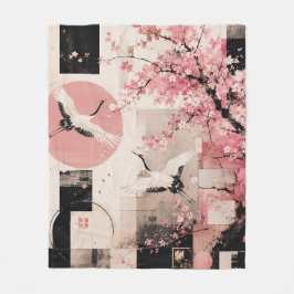 Avantgarde-Sakura- und Kranichharmonie Fleecedecke