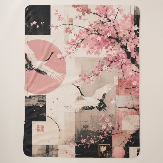 Avantgarde-Sakura- und Kranichharmonie Sherpadecke (Vorderseite)