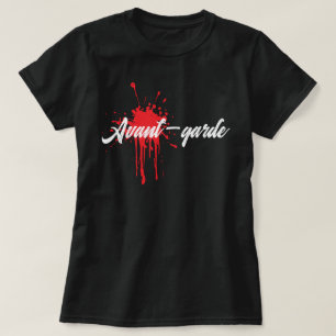 Avantgarde-Schwarz-Weiß-Rot-Malerei-Kunststatement T-Shirt