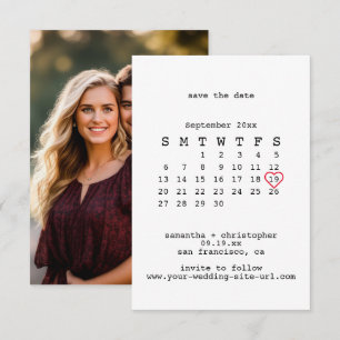 Avantgarde-Weiß-Minimalistischer Kalender-Hochzeit Save The Date