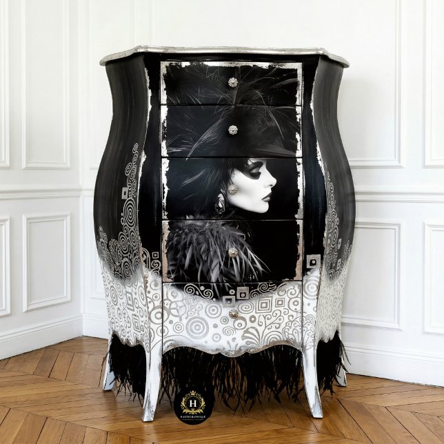 Avantgardistische Schwarz-Weiß-Mode-Dekoupage Seidenpapier (Von Creator hochgeladen)