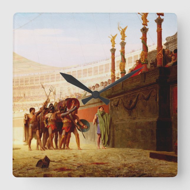 Ave Caesar by Jean-Leon Gerome Quadratische Wanduhr (Vorderseite)