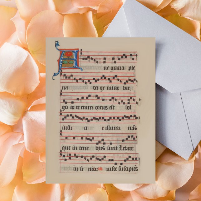 Ave gratia plena - Antiphon Mittelalterliches Manu Postkarte (Ave gratia plena Antiphon Medieval Manuscript Catholic Christian Postcard)