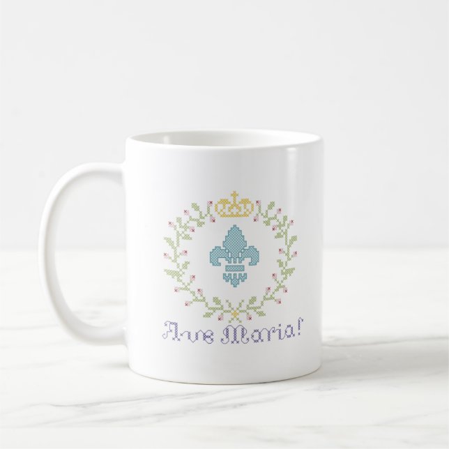 Ave Maria Cross Stitch Look American Tasse w/logo (Links)