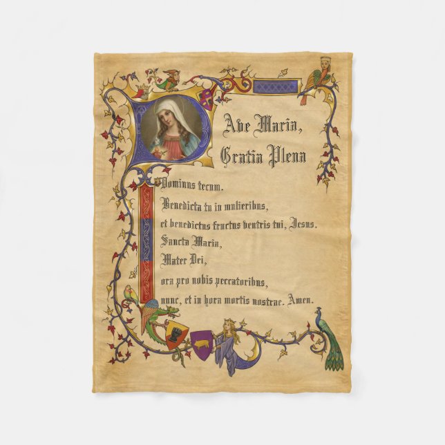 Ave Maria Hagel Mary in der lateinischen Fleecedecke (Vorderseite)