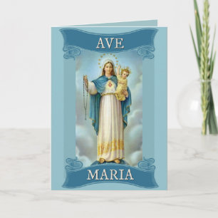 AVE MARIA JUNGFRU MARIA CHRISTUSKIND Rosenkranz Karte
