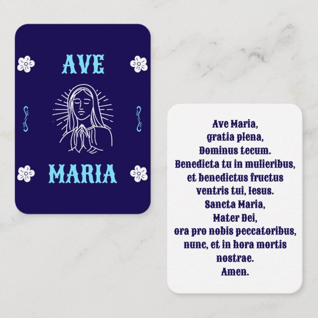 Ave Maria Prayer Card - Latin Hail Mary Platzkarte (Vorne/Hinten)