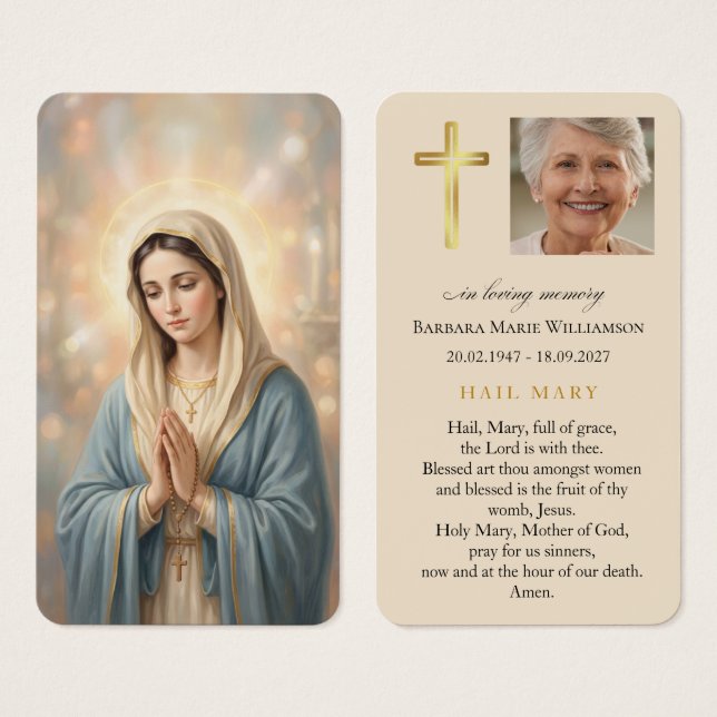 Ave Maria Religiöse Trauerkarte (Vorne & Hinten)