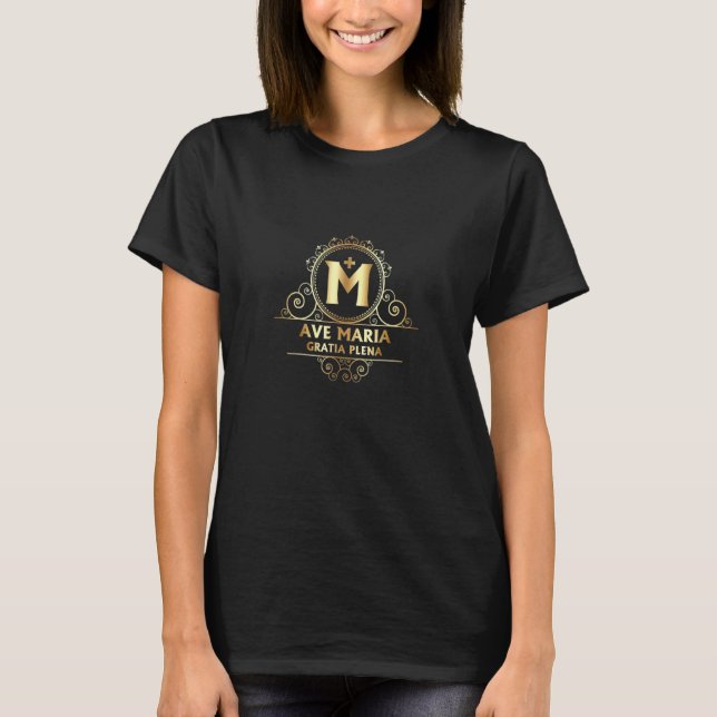 Ave Maria Schubert Latin Mass Gesegnete Mutter Mar T-Shirt (Vorderseite)