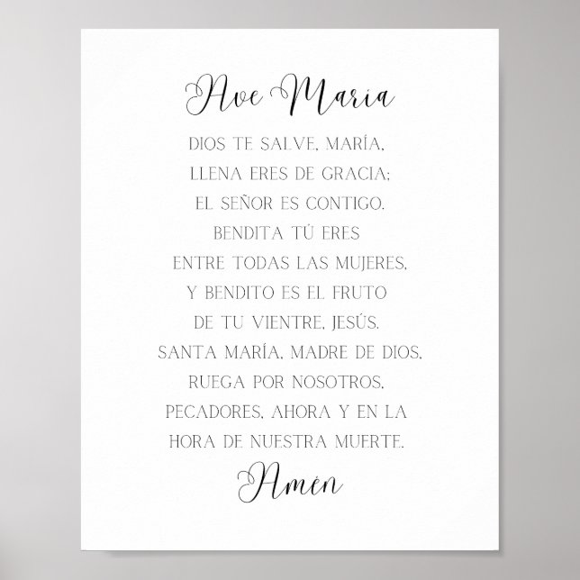 Ave Maria Spanish Gebet Poster (Vorne)