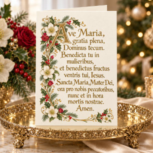 Ave Maria und Heilige Familie katholische Weihnach Feiertagskarte