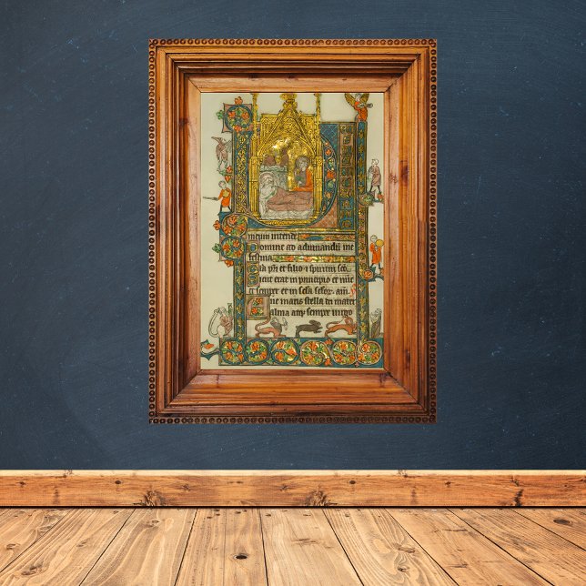 Ave Maris Stella Christmas Mittelalterliches Manus Poster (Ave Maris Stella Christmas Medieval Manuscript Catholic Christmas Poster)