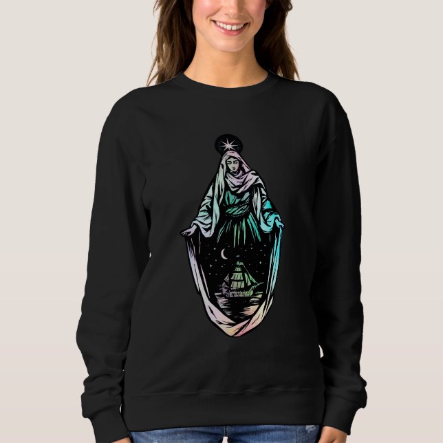 Ave Maris Stella Lady Gesegnete Mutter Maria Latei Sweatshirt (Vorderseite)