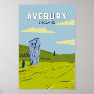 Avebury England Reise Kunst Vintage Poster