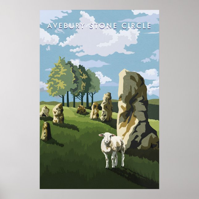 Avebury Steinkreis Wiltshire Reiseplakat Poster (Vorne)