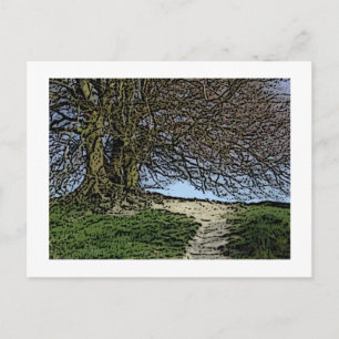 Avebury, Wiltshire, England. Baum und Pfad. Postkarte